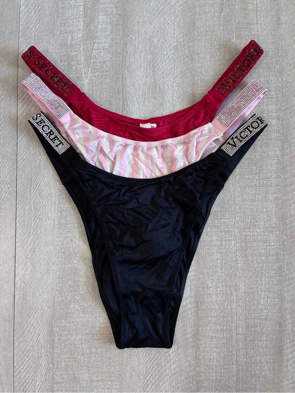 Victoria’s Secret Shine Strap Brazilian Panty Bundle Large